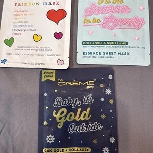 lot of three the creme shop face masks made in korea rainbow mask for